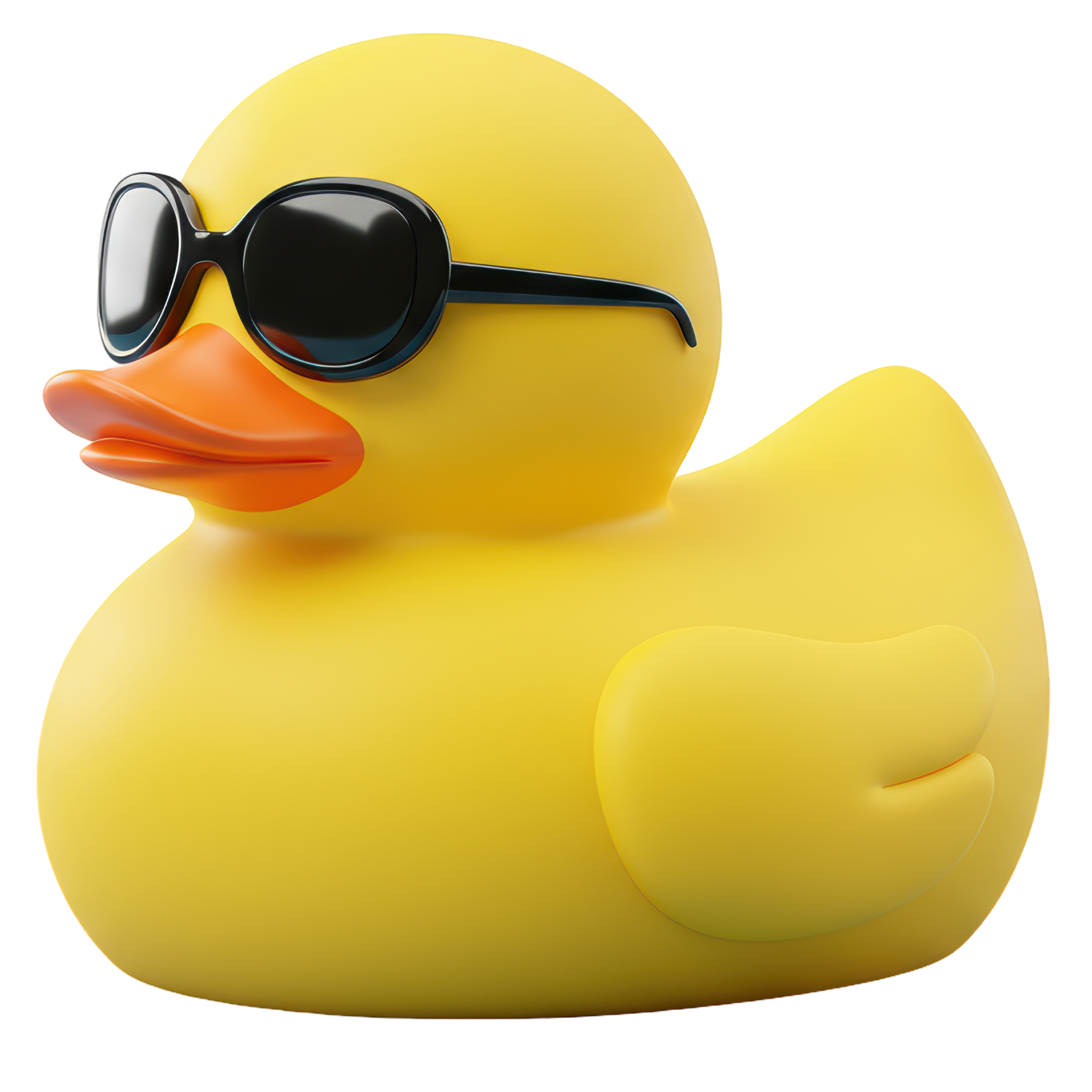 A yellow rubber duck wearing sunglasses